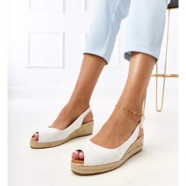 White espadrile sandals on the Nevarek wedge 1 White espadrile sandals on the Nevarek wedge 1