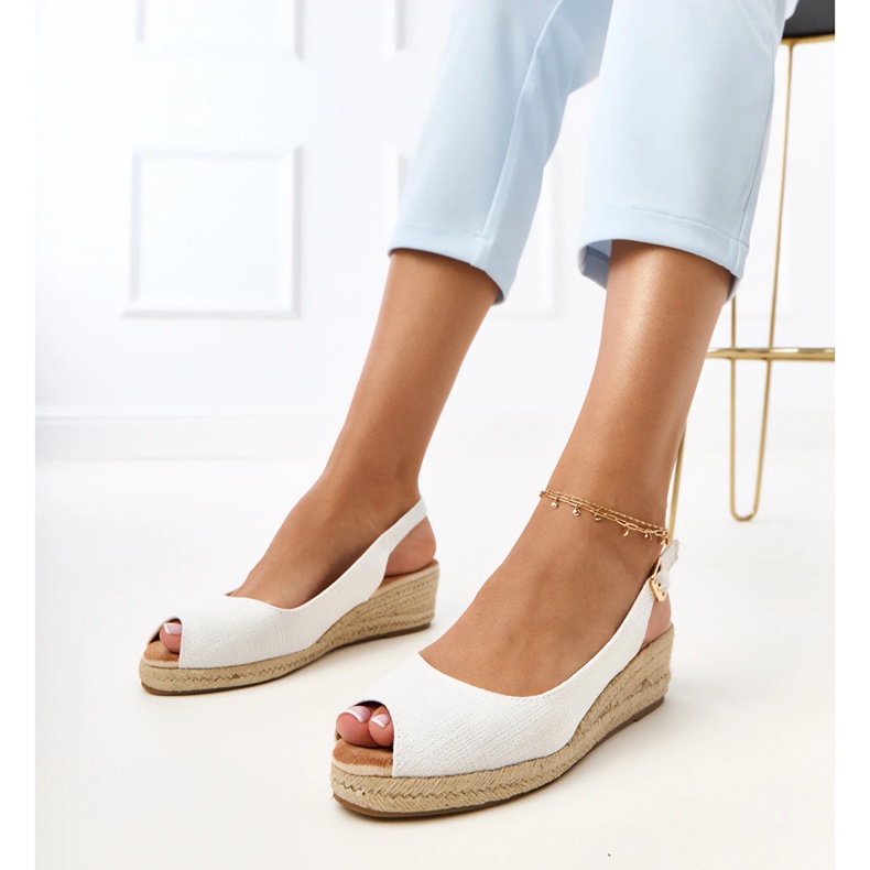 White espadrile sandals on the Nevarek wedge 1 White espadrile sandals on the Nevarek wedge 1