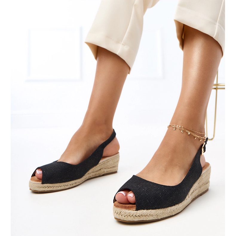 Black espadrilles sandals on the Nevarek wedge 1