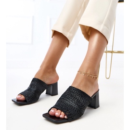 Black slippers on the post with braided Gamboa stripes 1 Black slippers on the post with braided Gamboa stripes 1