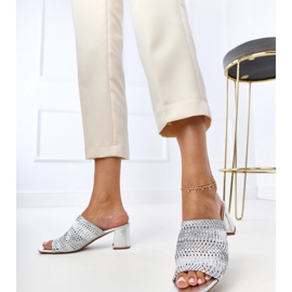 Silver flip flops on the post with braided gamboa stripes 1