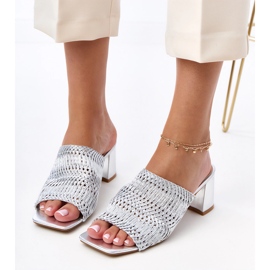 Silver flip flops on the post with braided gamboa stripes 2