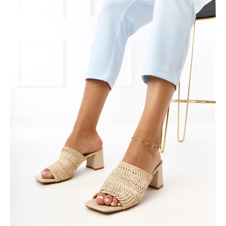Beige flip flops on the post with braided gamboa stripes 1 Beige flip flops on the post with braided gamboa stripes 1