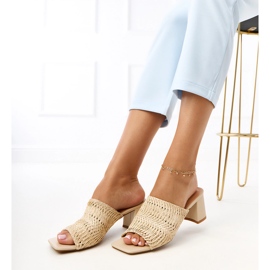 Beige flip flops on the post with braided gamboa stripes 2 Beige flip flops on the post with braided gamboa stripes 2