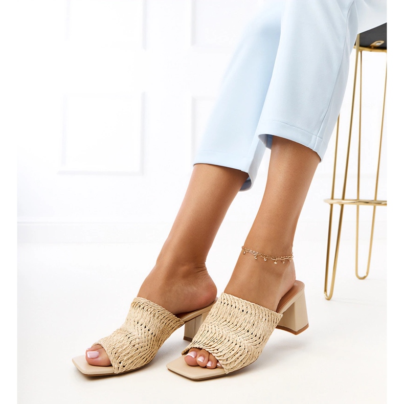Beige flip flops on the post with braided gamboa stripes 2 Beige flip flops on the post with braided gamboa stripes 2