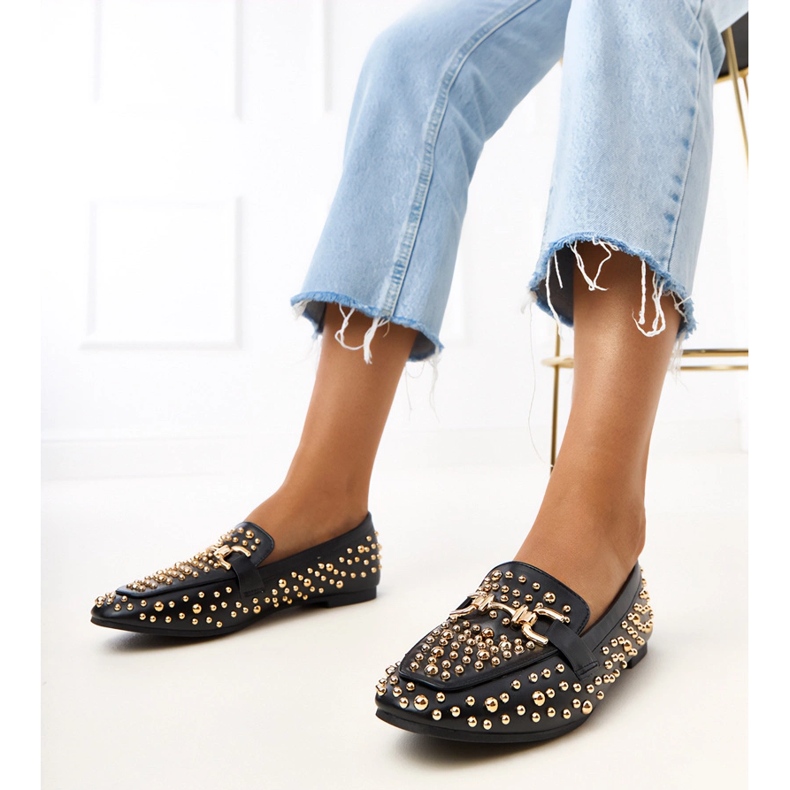 Black loafers decorated with lea studs 1 Black loafers decorated with lea studs 1