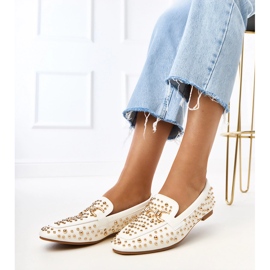 White loafers decorated with LEA studs 2