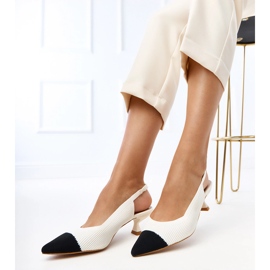 White low -heeled material pumps Cassie 2