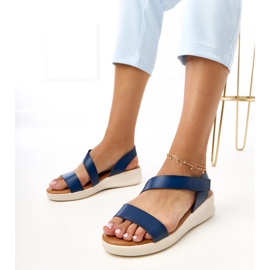 Navy sandals on a low wedge Verkado 1