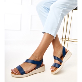 Navy sandals on a low wedge Verkado 2