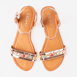 Shelvt Women's pink gold sandals 2