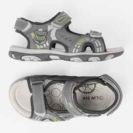 Shelvt Boys' gray Velcro sandals grey 2 Shelvt Boys' gray Velcro sandals grey 2