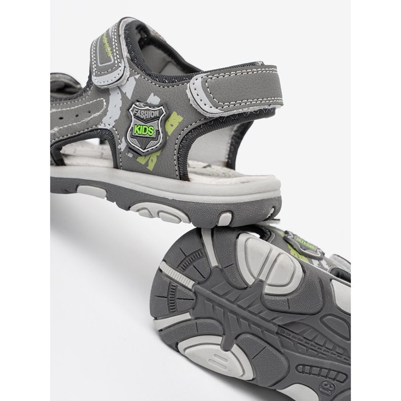 Shelvt Boys' gray Velcro sandals grey 1