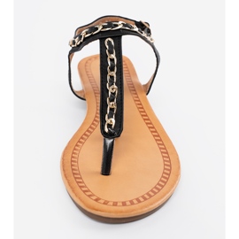 Shelvt Sandals with a decorative chain flat black 2