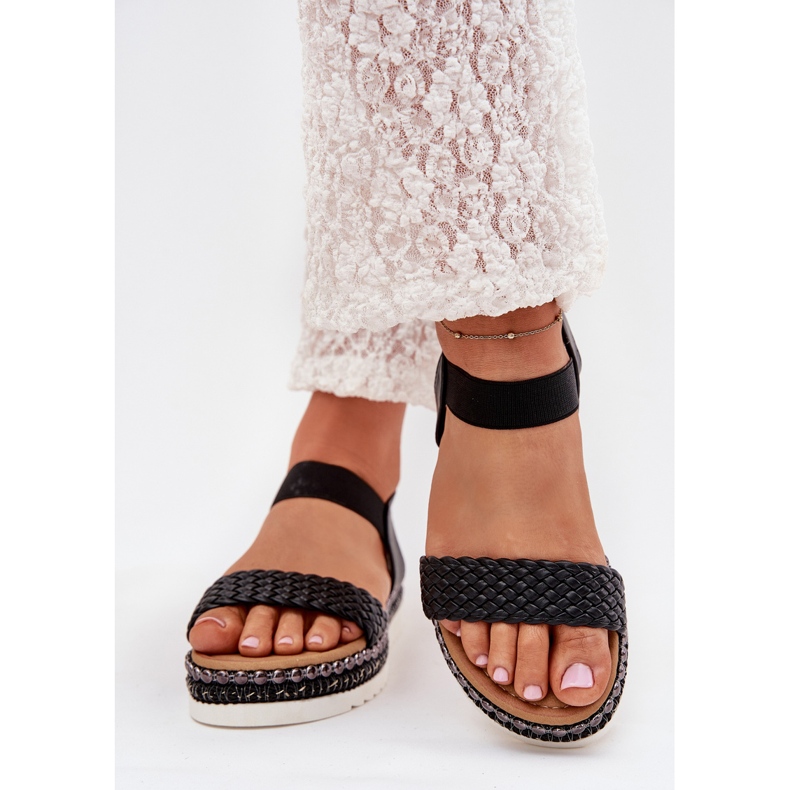 Boto Women's sandals with braid on the decorated platform black Velara 2 Boto Women's sandals with braid on the decorated platform black Velara 2