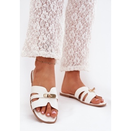 Boto Flat women's flip flops with a strap and golden detail white Kerenza 2