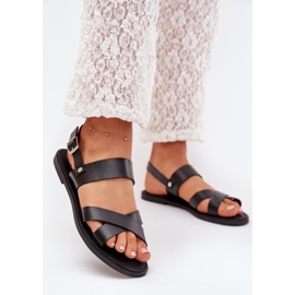 Boto Flat women's sandals with eco leather black calira 2