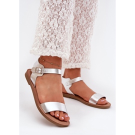 Boto Flat heel sandals eco leather silver kivara 2