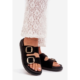 Boto Women's flip flops on the platform with golden buckles black verena 1 Boto Women's flip flops on the platform with golden buckles black verena 1