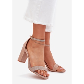 Boto Shiny women's sandals on the post pink Kavina gold golden 1 Boto Shiny women's sandals on the post pink Kavina gold golden 1