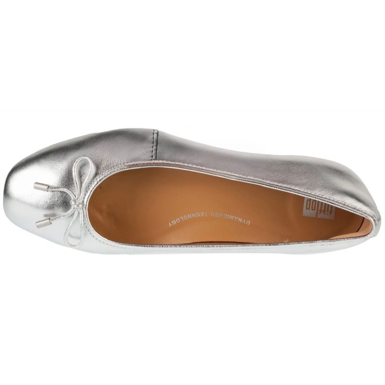 Women's ballerinas Fitflop Delicato Bow Soft Ballerina IH2-011 Metallic with a bow silver 3 Women's ballerinas Fitflop Delicato Bow Soft Ballerina IH2-011 Metallic with a bow silver 3