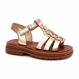 Girls' sandals with a decorative gold detail golden 4 Girls' sandals with a decorative gold detail golden 4