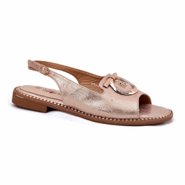 Elegant women's sandals with flat-heeled decoration s.barski kv51-003 pink gold golden 3 Elegant women's sandals with flat-heeled decoration s.barski kv51-003 pink gold golden 3