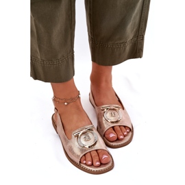 Elegant women's sandals with flat-heeled decoration s.barski kv51-003 pink gold golden 4 Elegant women's sandals with flat-heeled decoration s.barski kv51-003 pink gold golden 4