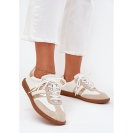 Boto Low leather women's white and golden sneakers ISmina 2