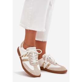 Boto Low leather women's white and golden sneakers ISmina 1