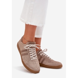 Zazoo n1068 suede low women's dark sneakers beige 1 Zazoo n1068 suede low women's dark sneakers beige 1