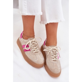 Boto Women's suede sneakers on the beige-pink Cavira platform 2