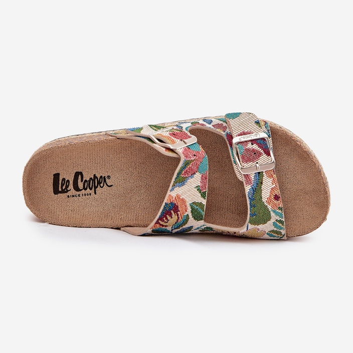 Patterned women's slippers on a cork platform with Lee Cooper LCW-25-35-3480L multicolor buckles multicolored 2