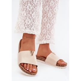 Boto Women's flip flops on a cork platform with decorative detail beige Vessira 2