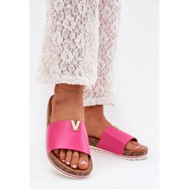 Boto Women's flip flops on a cork platform with a decorative detail Fuksia Vessira pink 2