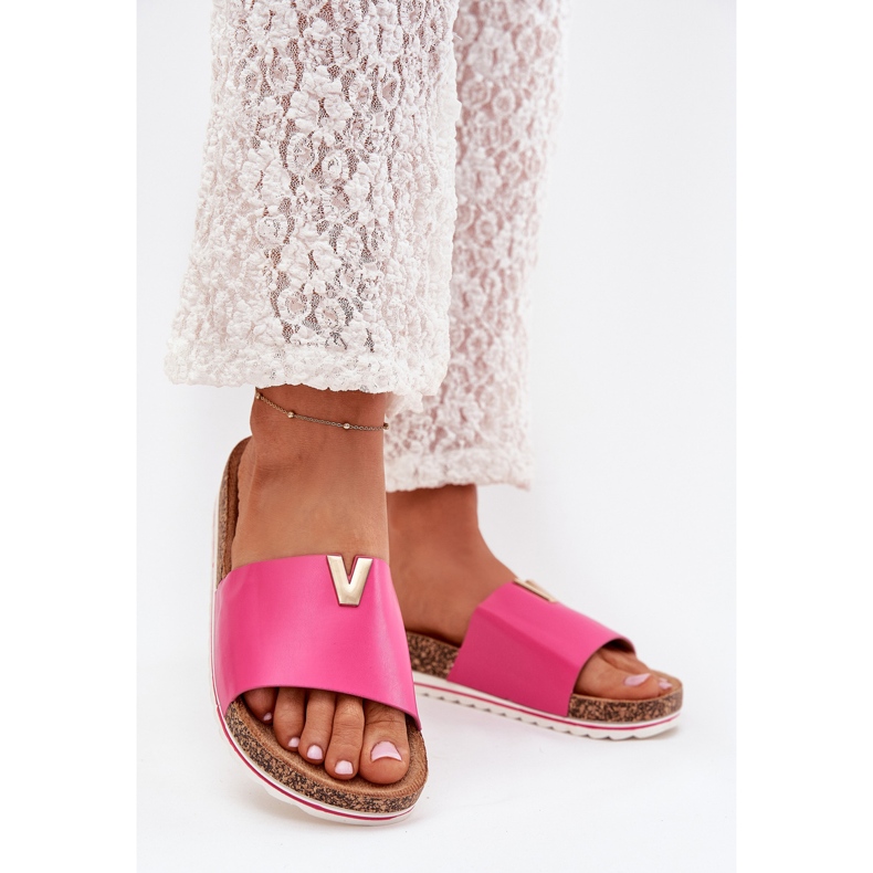 Boto Women's flip flops on a cork platform with a decorative detail Fuksia Vessira pink 2