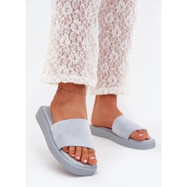 Boto Women's slippers on the platform with eco suede light blue jorina 2