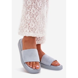 Boto Women's slippers on the platform with eco suede light blue jorina 1
