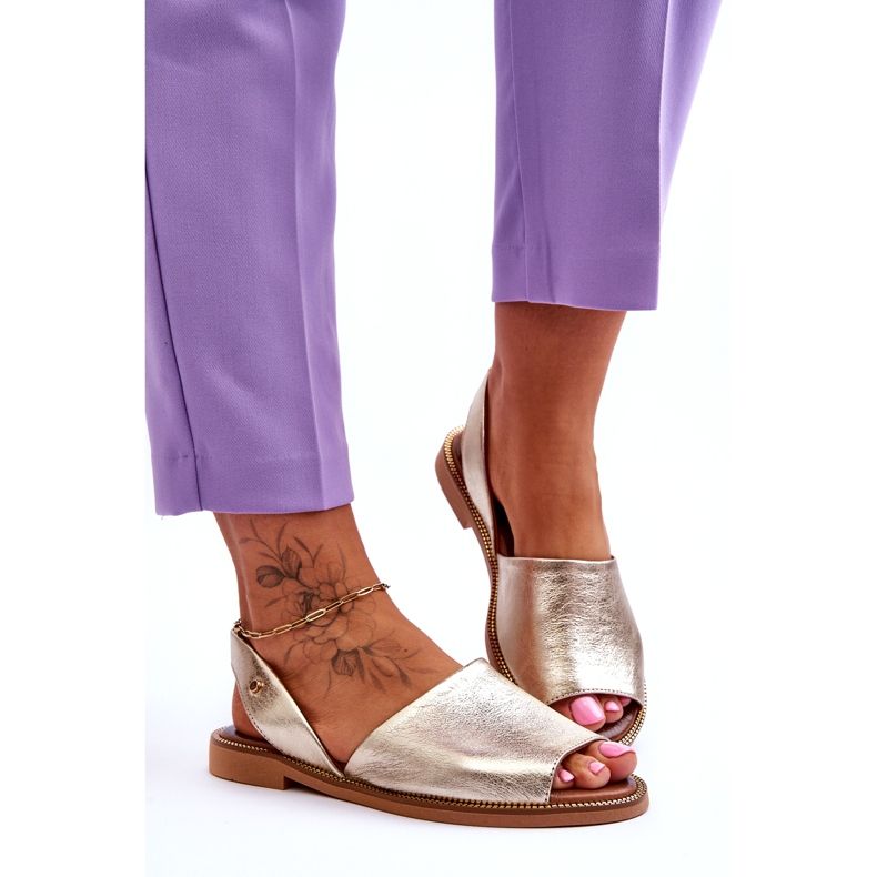 Zazoo Leather slip -up women's gold metallic sandals golden 2 Zazoo Leather slip -up women's gold metallic sandals golden 2