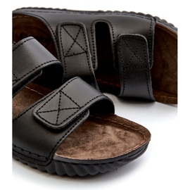 Comfortable men's flip flops with Velcro stripes inblu fm00001u black 2