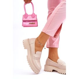 Women's Big Star LL274457 leather moccasins beige 2