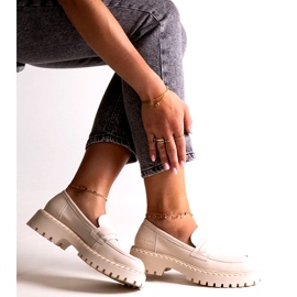 Women's Big Star LL274457 leather moccasins beige 7