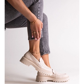 Women's Big Star LL274457 leather moccasins beige 6
