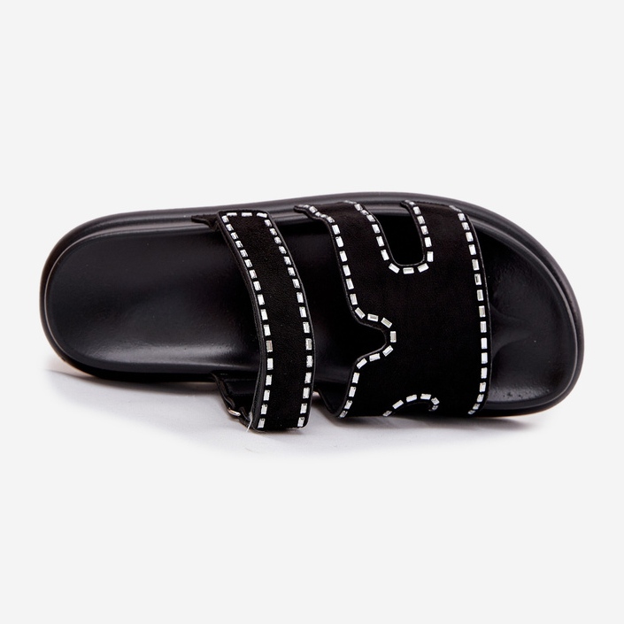 Boto Women's flip flops with decoration on the platform Black Dlyna 2