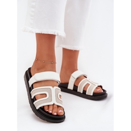 Boto Women's flip flops on the platform with Velcro Kovira white 2 Boto Women's flip flops on the platform with Velcro Kovira white 2