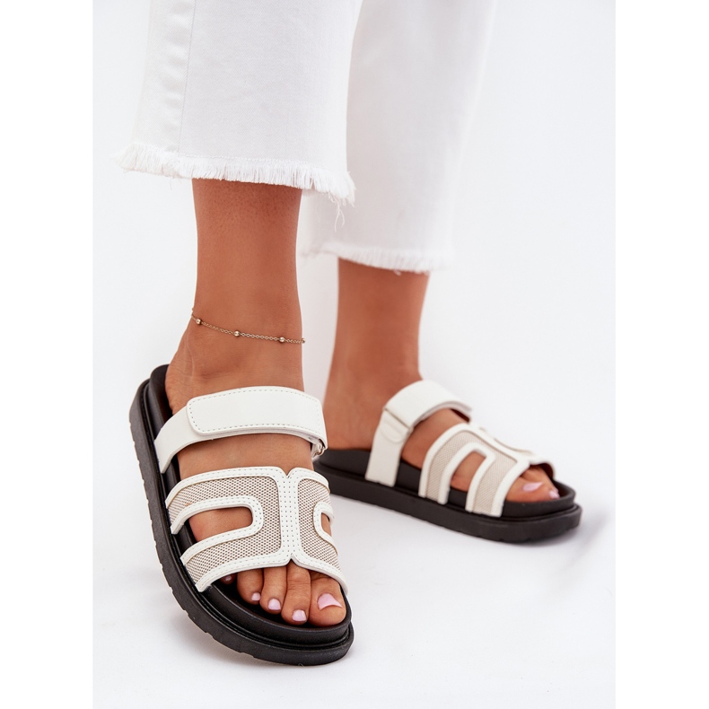 Boto Women's flip flops on the platform with Velcro Kovira white 2 Boto Women's flip flops on the platform with Velcro Kovira white 2