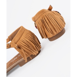 Shelvt Brown sandals with fringes and colorful beads 1 Shelvt Brown sandals with fringes and colorful beads 1