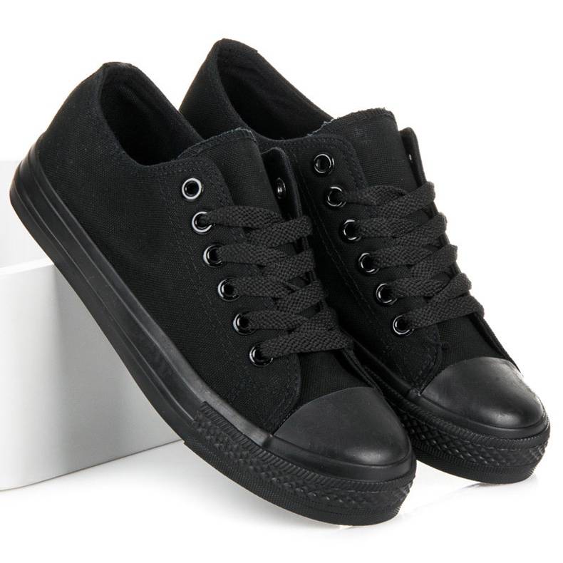 Women's tied sneakers black 2