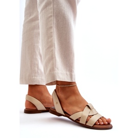 Zazoo 40185 Comfortable Leather Slip-On Sandals, Beige 4