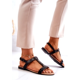 S.Barski Women's sandals with black rhinestones 3 S.Barski Women's sandals with black rhinestones 3